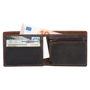 Portemonnaie für Kleingeld, Scheine und Karten. Handgefertigt aus 100% echtem Leder. Geldbörse, Kleingeldbörse, Brieftasche
