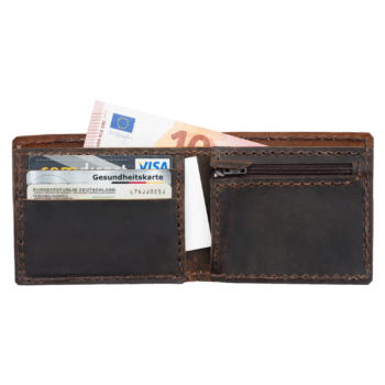 Portemonnaie für Kleingeld, Scheine und Karten. Handgefertigt aus 100% echtem Leder. Geldbörse, Kleingeldbörse, Brieftasche